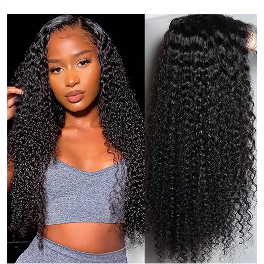 NWT Curly Lace Front Wig Precut Human Hair 22 inch